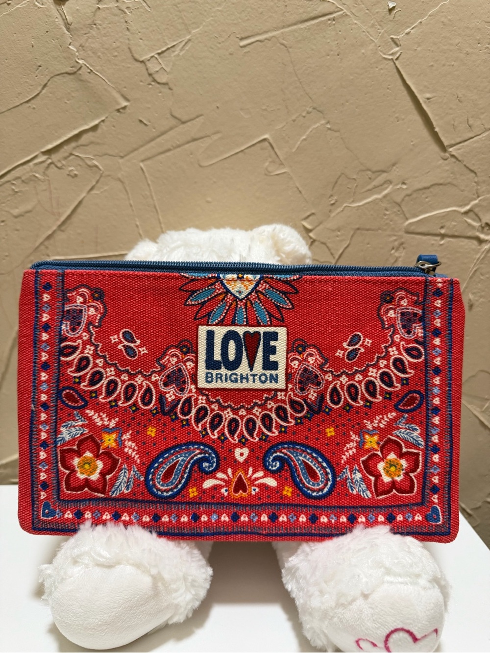 Brighton Red Paisley Love Canvas Pouch